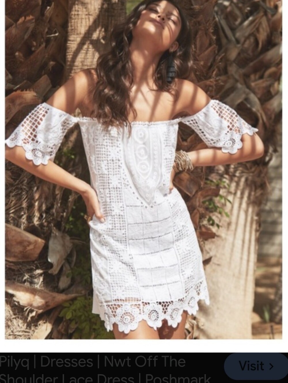 New Condition.Pilyq White One-Shoulder Crochet Lace Mini Dress